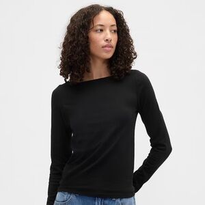 NWT | GAP Stretch Jersey Boatneck T-Shirt | Black XL | MSRP $39.99